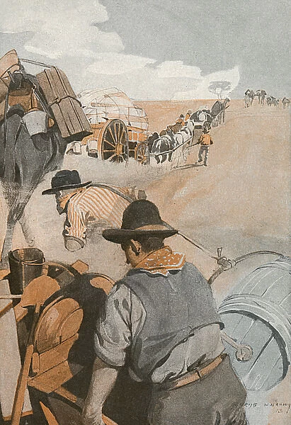 Gold prospectors on the way to Coolgardie, Australia