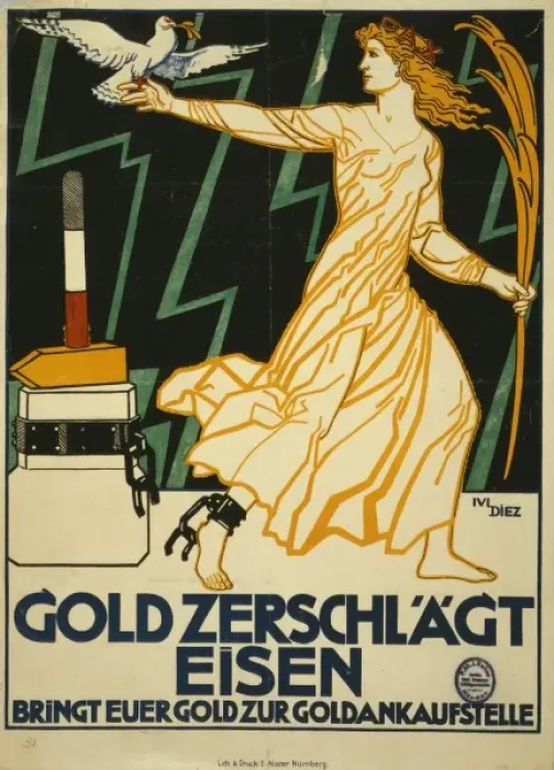 Framed Print : Gold zerschlicht Eisen. Bringt eurer Gold zur Goldankaufstel