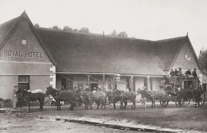 Framed Print : Goldfields coach and horse, Royal Hotel, Potchefstroom, South Africa Framed Print : Goldfields coach and horse, Royal Hotel, Potchefstroom, South Africa