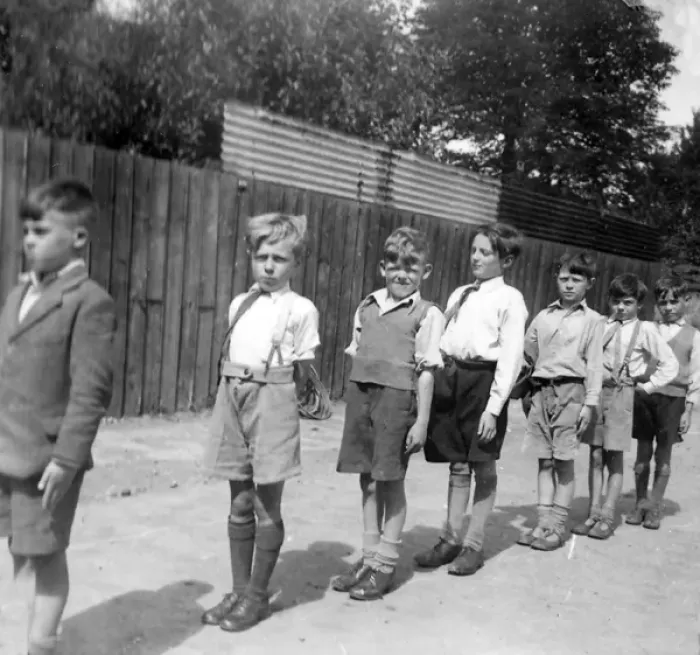 Framed Print : Goldington Road School boys line up Framed Print : Goldington Road School boys line up
