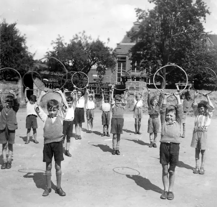 Framed Print : Goldington Road School hoops in playground Framed Print : Goldington Road School hoops in playground