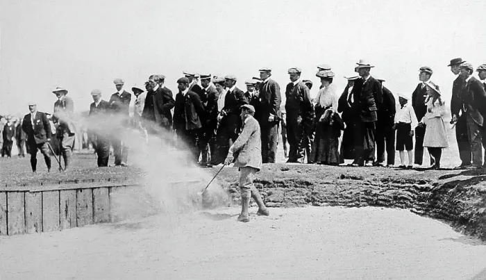 Framed Print : Golf bunker action photo, early 1900s Framed Print : Golf bunker action photo, early 1900s