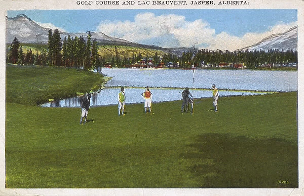 Golf course and Lac Beauvert, Jasper, Alberta, Canada