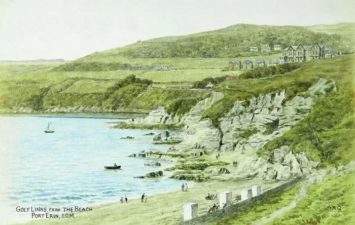 Framed Print : Golf Links, viewed from the beach, Port Erin, Isle of Man Framed Print : Golf Links, viewed from the beach, Port Erin, Isle of Man