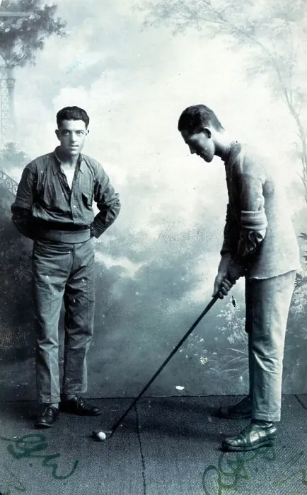 Framed Print : A Golfer and Friend - Studio portrait photograph Framed Print : A Golfer and Friend - Studio portrait photograph
