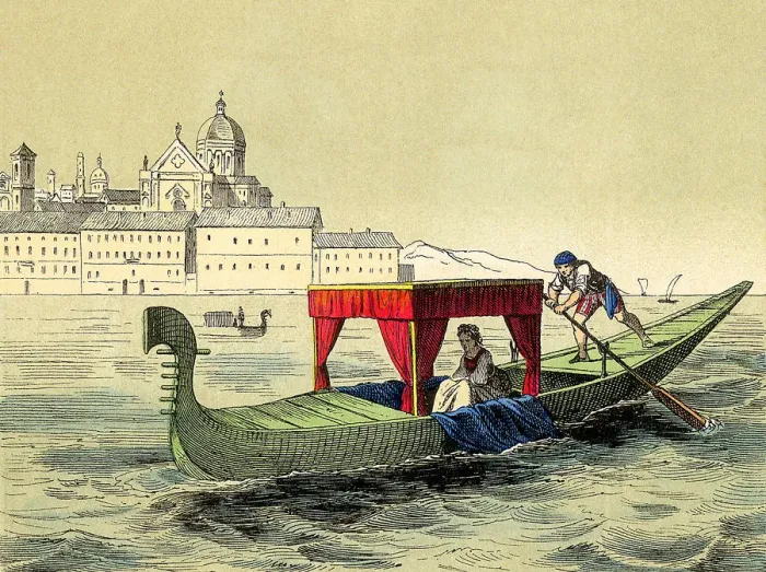 Framed Print : Gondola with Passenger Date: 1880 Framed Print : Gondola with Passenger Date: 1880