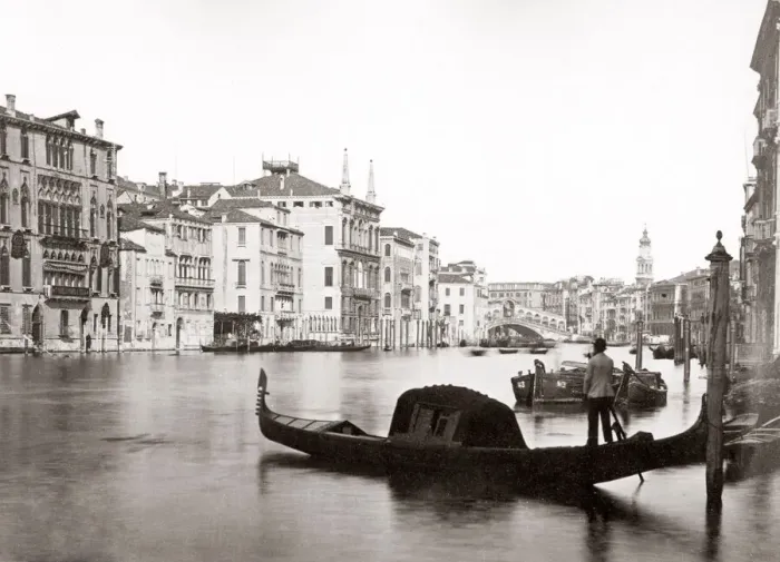 Framed Print : Gondola and Railto bridge, Venice, Italy, c. 1880 s Framed Print : Gondola and Railto bridge, Venice, Italy, c. 1880 s