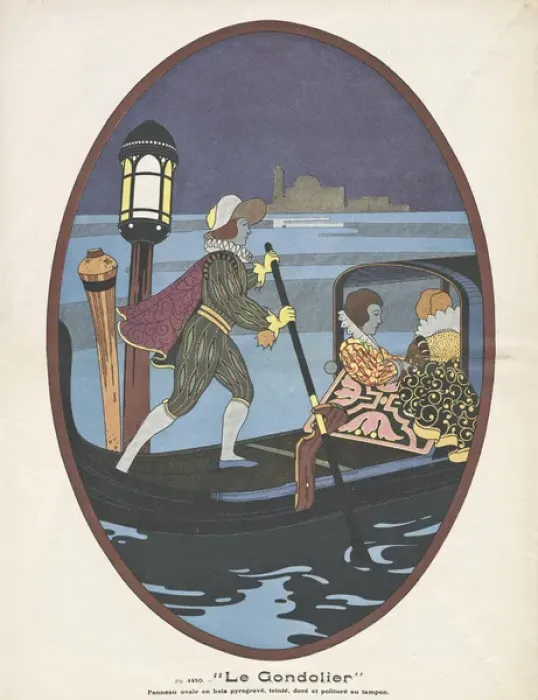 Framed Print : The Gondolier, insert illustration in L Artisan Pratique Framed Print : The Gondolier, insert illustration in L Artisan Pratique