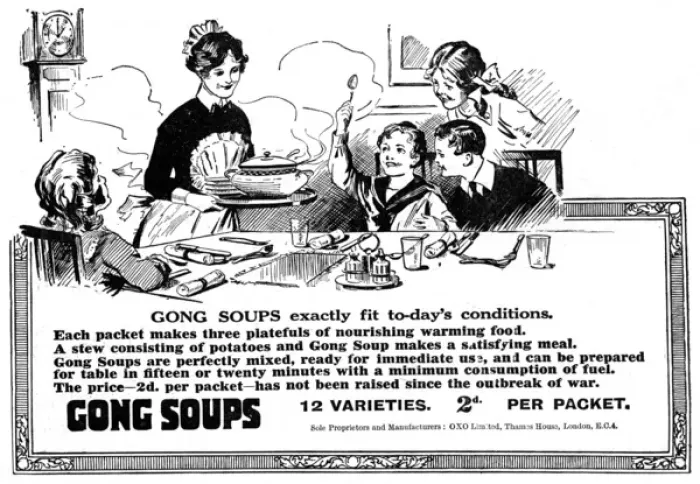 Framed Print : Gong Soups advertisement, WW1 Framed Print : Gong Soups advertisement, WW1