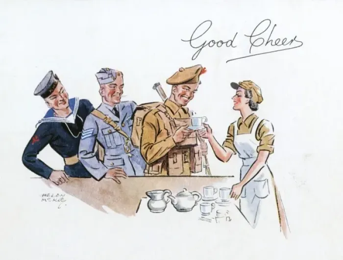 Framed Print : Good Cheers, Women war work, World War II by Helen McKie Framed Print : Good Cheers, Women war work, World War II by Helen McKie