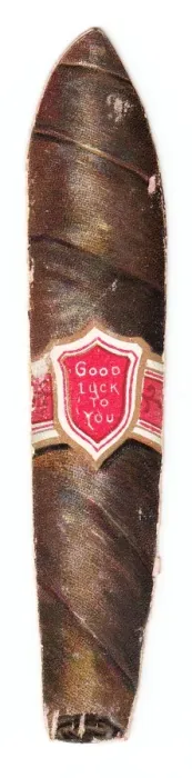 Framed Print : Good Luck card in the shape of a cigar Framed Print : Good Luck card in the shape of a cigar