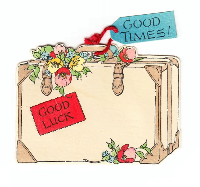 Framed Print : Good Luck card in the shape of a suitcase Framed Print : Good Luck card in the shape of a suitcase