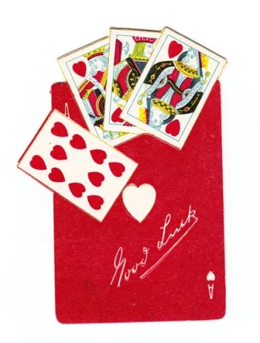 Framed Print : Good Luck greetings card with playing cards Framed Print : Good Luck greetings card with playing cards