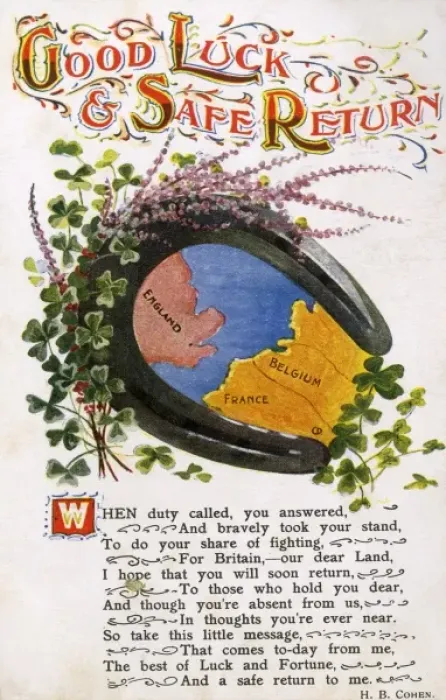 Framed Print : Good Luck Postcard - WWI era Framed Print : Good Luck Postcard - WWI era