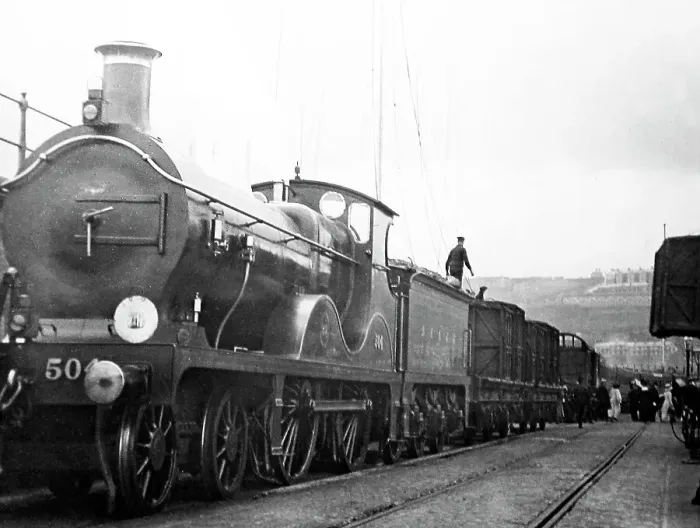 Framed Print : Goods train on Dover Pier, early 1900s Framed Print : Goods train on Dover Pier, early 1900s