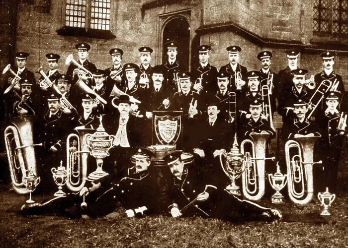 Framed Print : Goodshaw Band, Crawshawbooth, early 1900s Framed Print : Goodshaw Band, Crawshawbooth, early 1900s