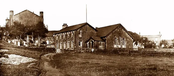 Framed Print : Goodshaw Church and School, early 1900s Framed Print : Goodshaw Church and School, early 1900s