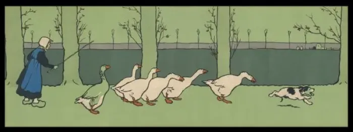 Framed Print : Goosegirl, Geese, Dog Framed Print : Goosegirl, Geese, Dog