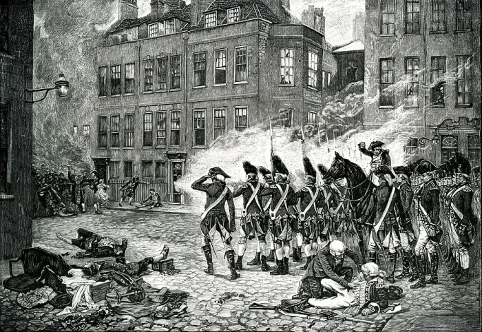 Framed Print : The Gordon Riots, street scene Framed Print : The Gordon Riots, street scene