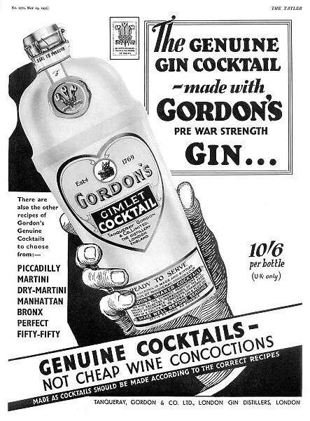 Gordons Gimlet Cocktail advertisement