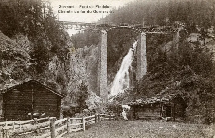 Framed Print : Gornergratbahn - Findelenbachbrucke Framed Print : Gornergratbahn - Findelenbachbrucke