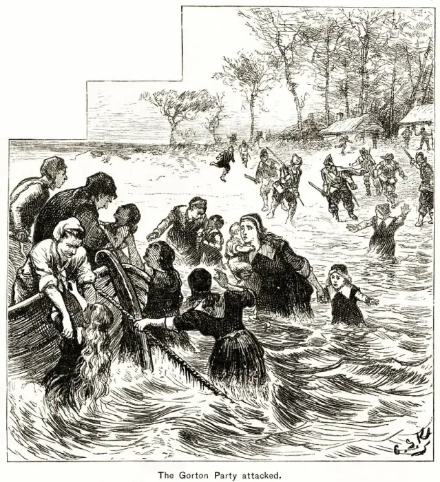Framed Print : Gorton Party attacked in Masachusetts Framed Print : Gorton Party attacked in Masachusetts
