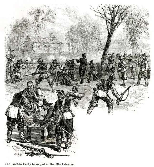 Framed Print : The Gorton Party Attacked at Shawomet Framed Print : The Gorton Party Attacked at Shawomet