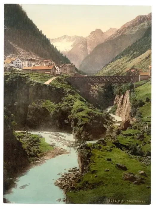 Framed Print : Goschenen and the Damma Glacier, St. Gotthard Railway, Switz Framed Print : Goschenen and the Damma Glacier, St. Gotthard Railway, Switz