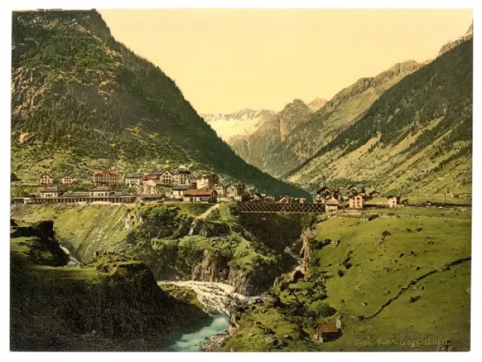 Framed Print : Goschenen, general view, St. Gotthard Railway, Switzerland Framed Print : Goschenen, general view, St. Gotthard Railway, Switzerland