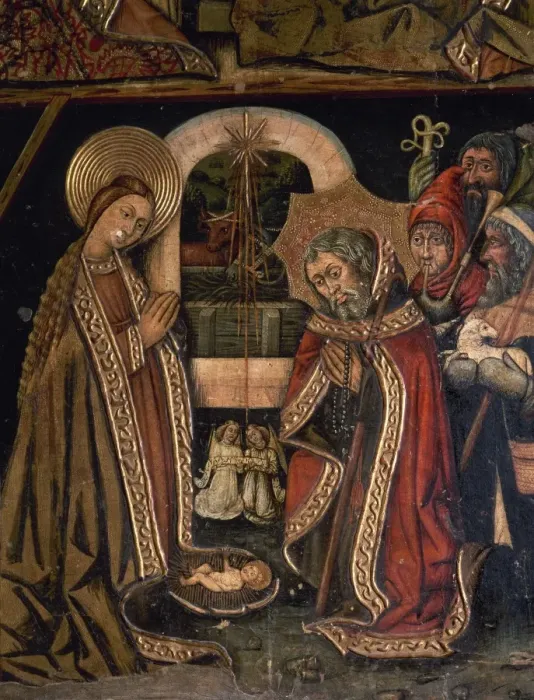 Framed Print : Gothic. Altarpiece. Saint Michael. Adoration of the Shepherd Framed Print : Gothic. Altarpiece. Saint Michael. Adoration of the Shepherd