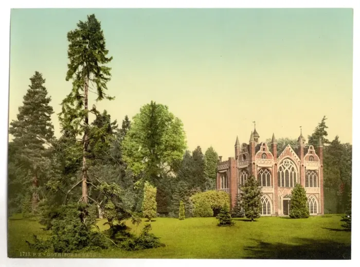 Framed Print : Gothic House I, park of Worlitz, Anhalt, Germany Framed Print : Gothic House I, park of Worlitz, Anhalt, Germany
