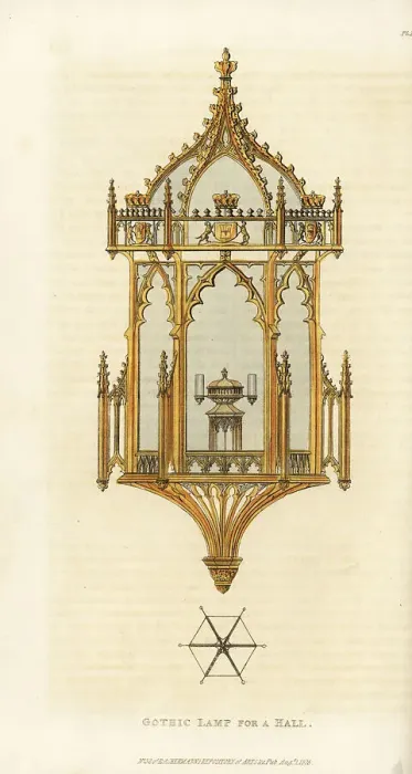 Framed Print : A Gothic lamp for a hall in a nobleman's mansion Framed Print : A Gothic lamp for a hall in a nobleman's mansion