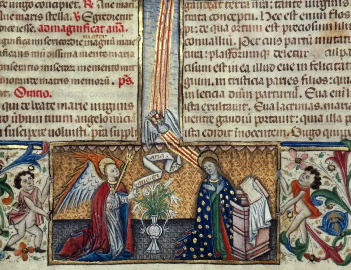 Framed Print : Gothic. Spain. The Annunciation. Miniature. Master of Osma Framed Print : Gothic. Spain. The Annunciation. Miniature. Master of Osma