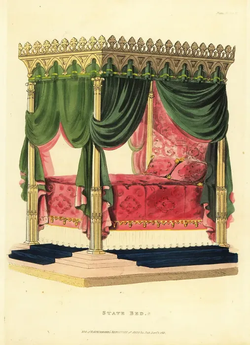 Framed Print : Gothic style State Bed, 1823 Framed Print : Gothic style State Bed, 1823