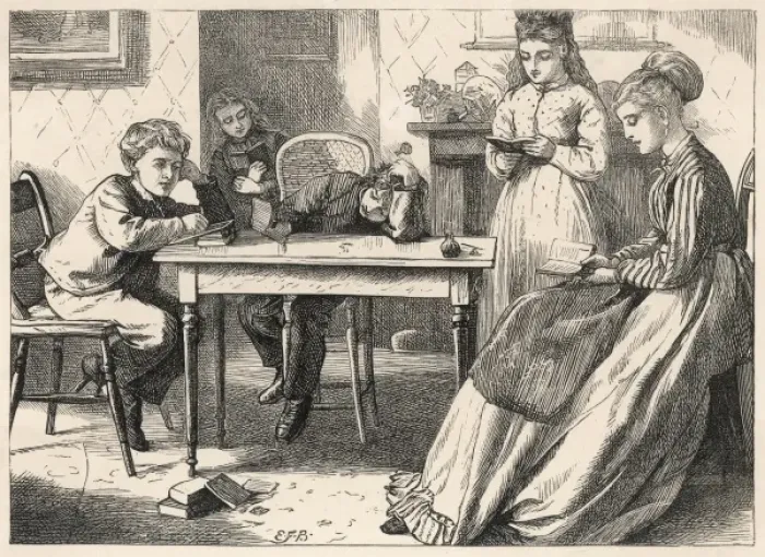 Framed Print : Governess and Pupils Framed Print : Governess and Pupils
