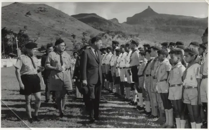 Framed Print : Governor inspecting scouts at a rally, Mauritius Framed Print : Governor inspecting scouts at a rally, Mauritius
