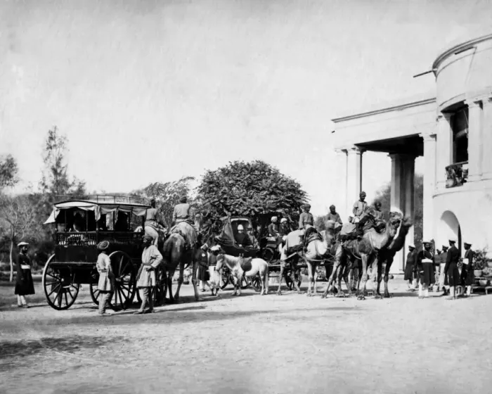 Framed Print : Governor of Punjab with camel carriages, India Framed Print : Governor of Punjab with camel carriages, India