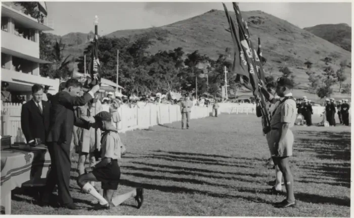 Framed Print : Governor and scouts at a rally, Mauritius Framed Print : Governor and scouts at a rally, Mauritius