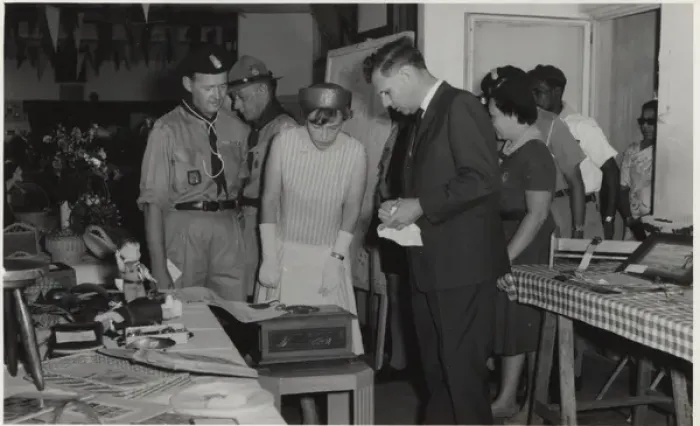 Framed Print : Governor viewing exhibition of works, Mauritius Framed Print : Governor viewing exhibition of works, Mauritius