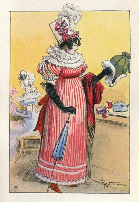 Framed Print : Gown of 1810 / Robida Framed Print : Gown of 1810 / Robida