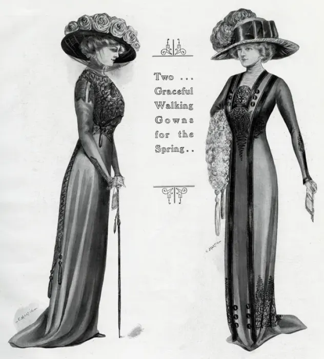 Framed Print : Graceful walking gowns for the Spring 1909 Framed Print : Graceful walking gowns for the Spring 1909