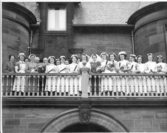 Framed Print : Graduating Nurses on balcony Framed Print : Graduating Nurses on balcony