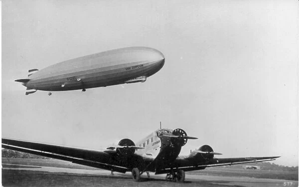 The Graf Zeppelin LZ 127 over a Junkers Ju52  /  3m of Lufthansa