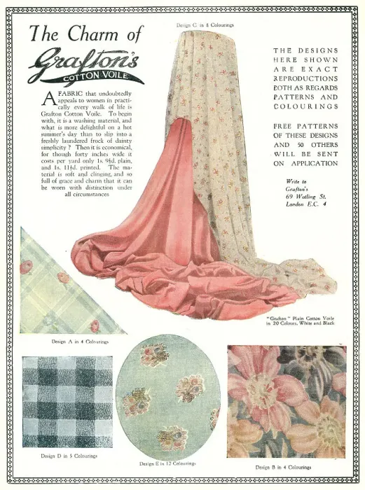 Framed Print : Grafton's Cotton Voile Advertisement Framed Print : Grafton's Cotton Voile Advertisement