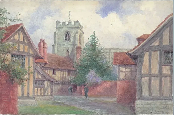 Framed Print : Grammar School, The Quad, Stratford-upon-Avon Framed Print : Grammar School, The Quad, Stratford-upon-Avon