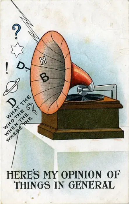 Framed Print : Gramophone Comic Card, England Framed Print : Gramophone Comic Card, England