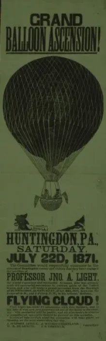 Framed Print : Grand balloon ascension! Huntingdon, Pa. Saturday, July 22d Framed Print : Grand balloon ascension! Huntingdon, Pa. Saturday, July 22d