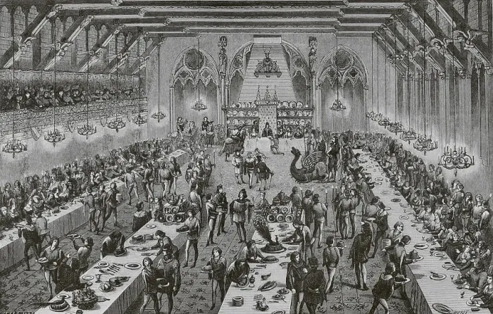 Framed Print : Grand ceremonial banquet at the French Court in Framed Print : Grand ceremonial banquet at the French Court in