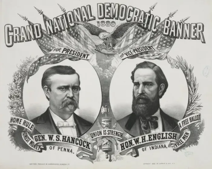 Framed Print : Grand national Democratic banner: 1880 Framed Print : Grand national Democratic banner: 1880