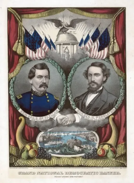 Framed Print : Grand National Democratic banner. Peace! Union! and victory Framed Print : Grand National Democratic banner. Peace! Union! and victory
